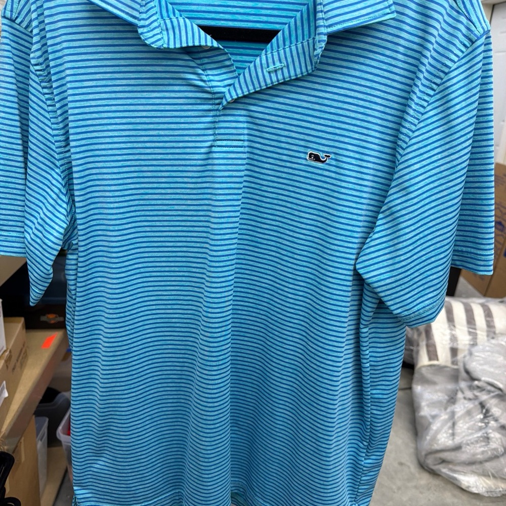Vineyard Vines Aqua Striped Polo Shirt - Picture 2 of 14